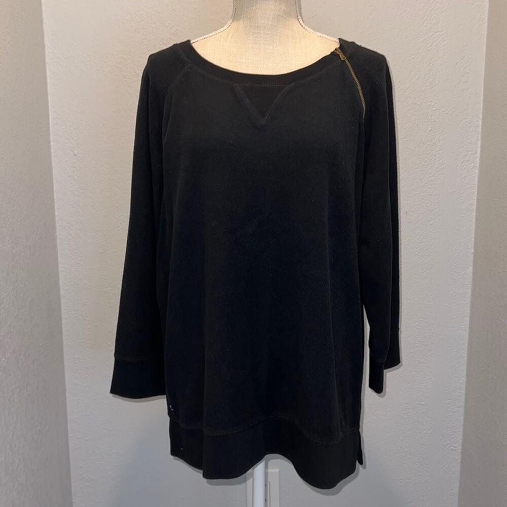 Lauren Ralph Lauren Black Knit Sweater with Zipper/Left Shoulder- NWOT - Size XL